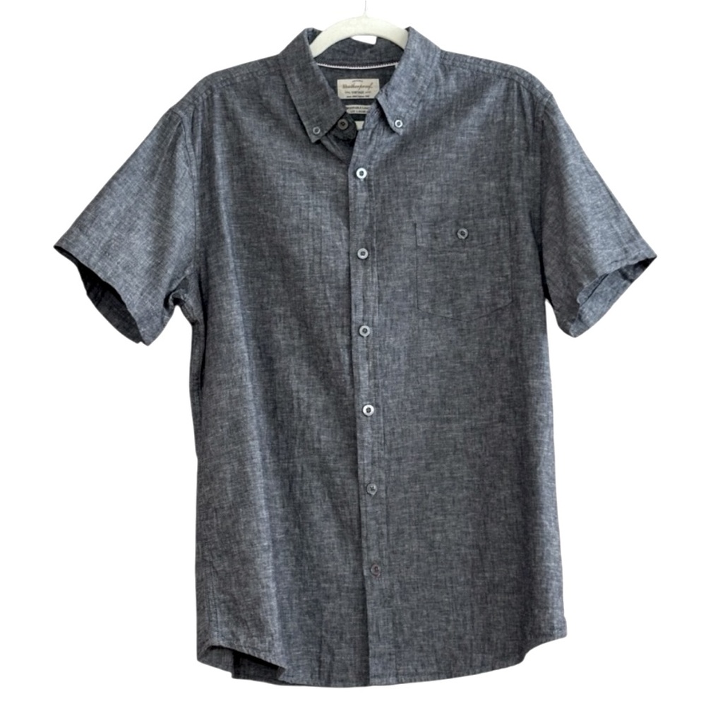 Washable Linen Original Weatherproof Vintage Sz M Button Up Shirt Grey